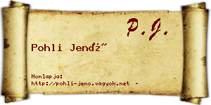 Pohli Jenő névjegykártya